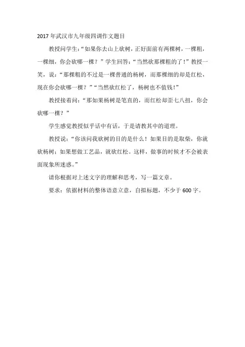 2017年武汉市九年级四调作文题目  分析