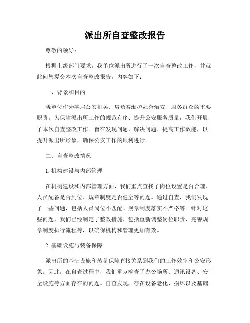 派出所自查整改报告