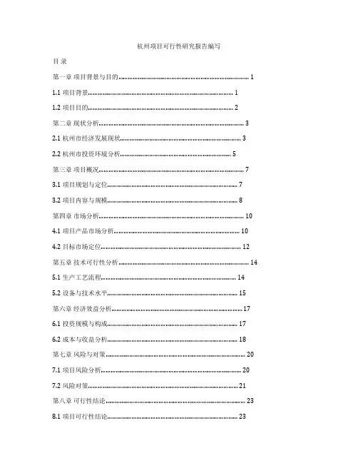杭州项目可行性研究报告编写