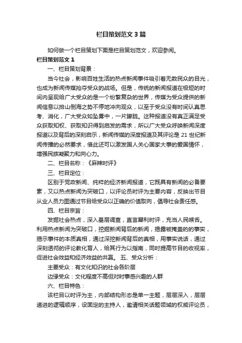 栏目策划范文3篇