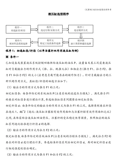 (完整版)液压缸选型流程参考