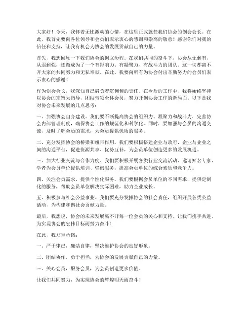 创会会长就职发言稿范文