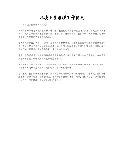 环境卫生清理工作简报