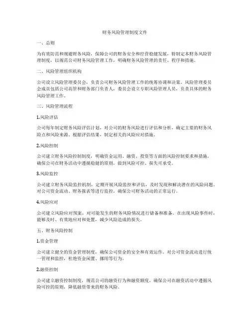 财务风险管理制度文件