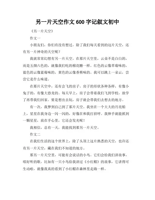 另一片天空作文600字记叙文初中