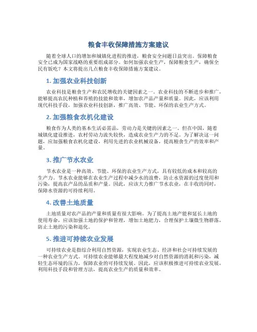 粮食丰收保障措施方案建议