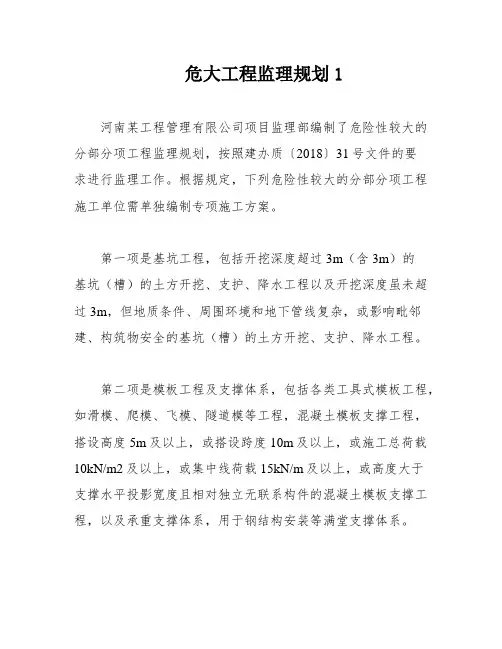 危大工程监理规划1