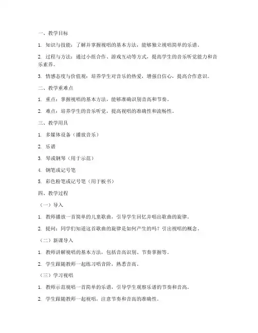 小学音乐乐理视唱教案模板
