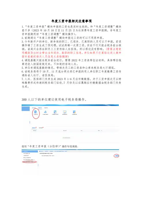 社保费年度申报电子税务局操作课件(年度工资申报相关注意事项)