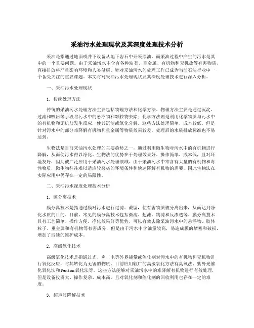采油污水处理现状及其深度处理技术分析
