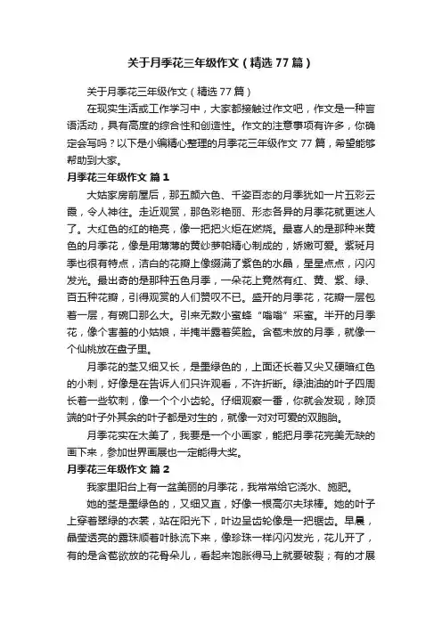 关于月季花三年级作文（精选77篇）