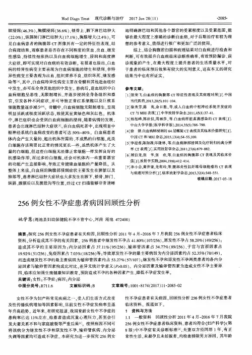 256例女性不孕症患者病因回顾性分析