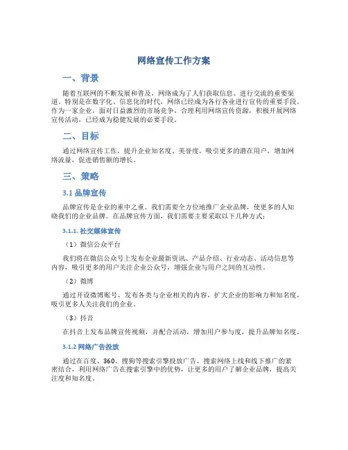 网络宣传工作方案
