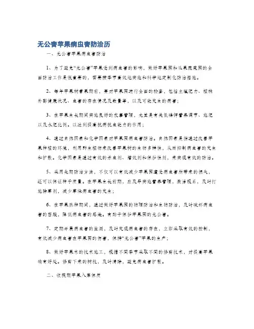 无公害苹果病虫害防治历