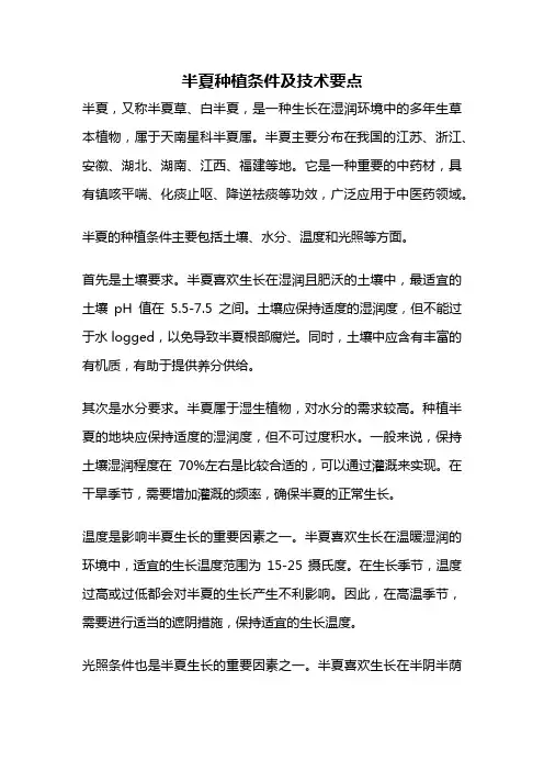 半夏种植条件及技术要点