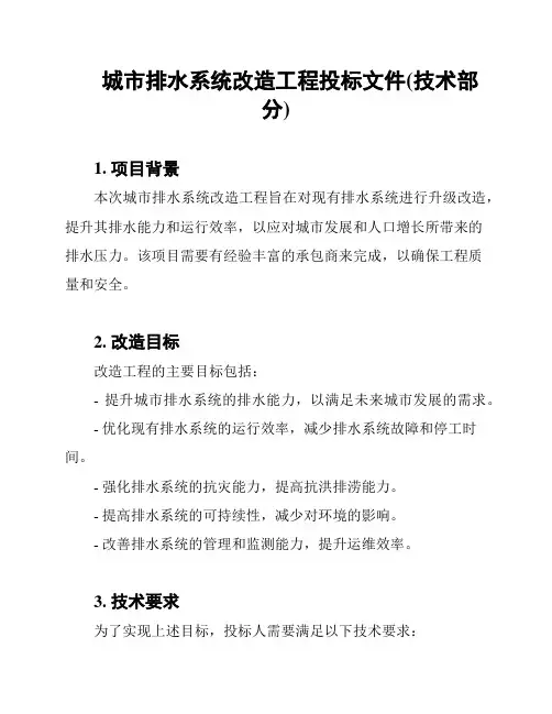 城市排水系统改造工程投标文件(技术部分)