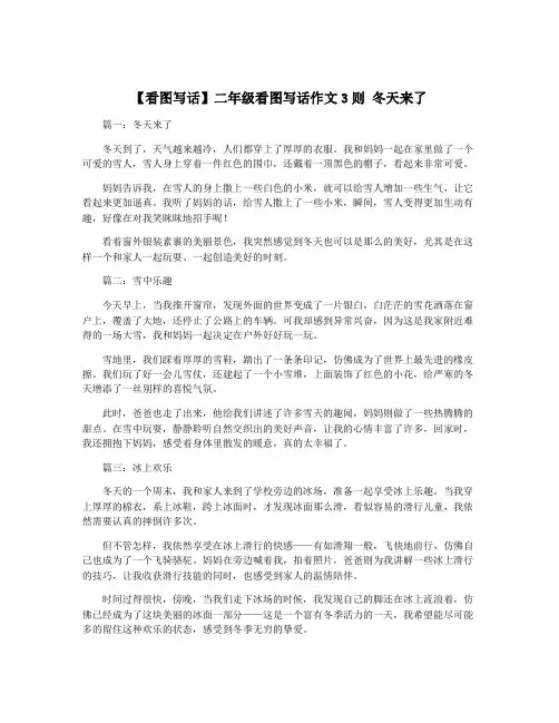 【看图写话】二年级看图写话作文3则 冬天来了