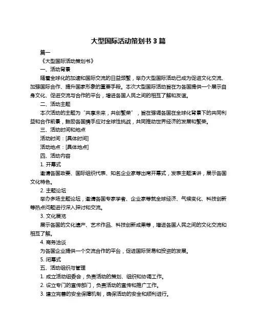 大型国际活动策划书3篇