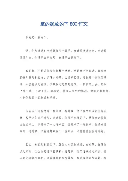 拿的起放的下800作文
