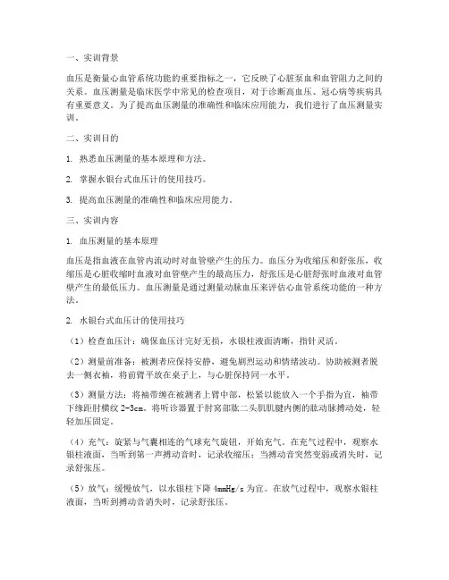 血压测量的实训报告