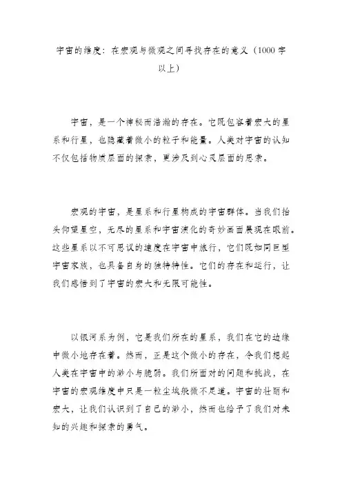 宇宙的维度：在宏观与微观之间寻找存在的意义(1000字以上)