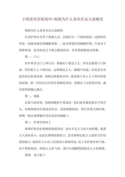 小狗喜欢在暗处吗-狗狗为什么喜欢在这几处睡觉