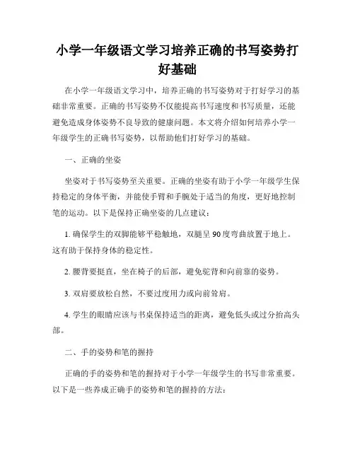 小学一年级语文学习培养正确的书写姿势打好基础