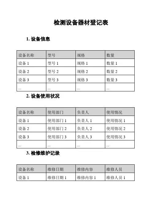 检测设备器材登记表