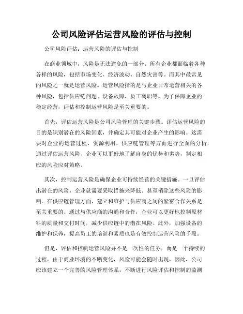 公司风险评估运营风险的评估与控制