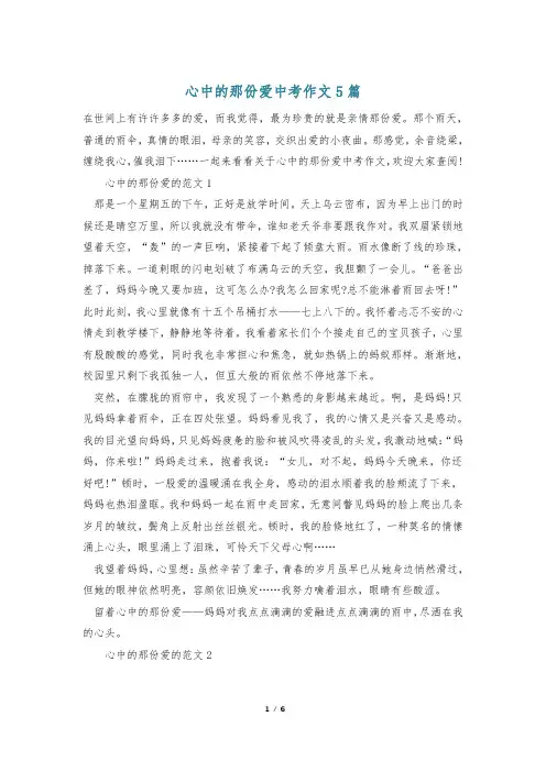 心中的那份爱中考作文5篇