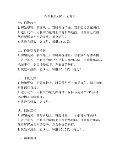 四级腹肌训练计划方案