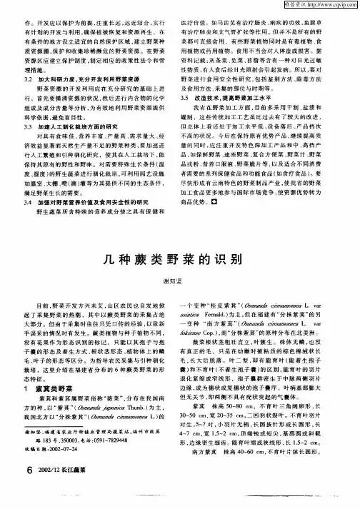 几种蕨类野菜的识别