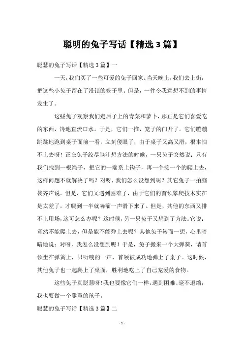 聪明的兔子写话【精选3篇】