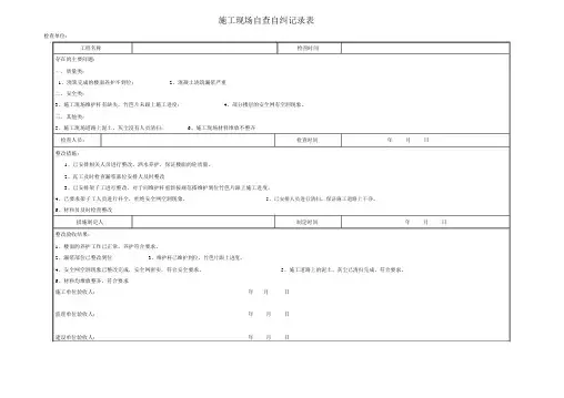 施工现场自查自纠记录表