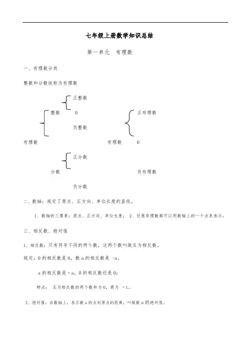 沪科版七年级上册数学知识点总结