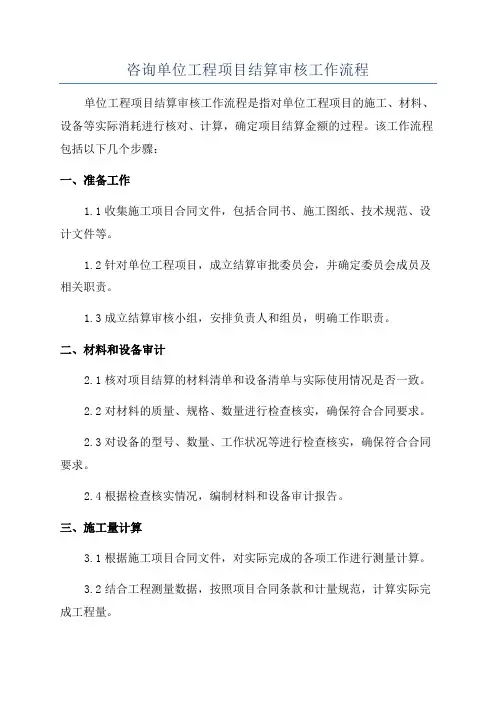 咨询单位工程项目结算审核工作流程