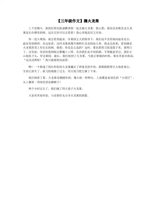 【三年级作文】摘火龙果