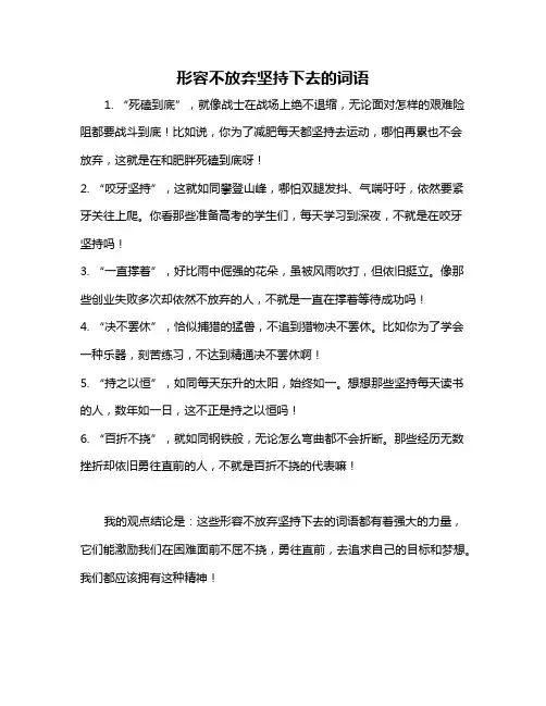 形容不放弃坚持下去的词语