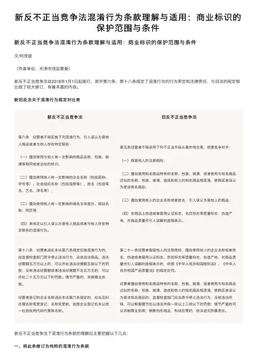 新反不正当竞争法混淆行为条款理解与适用：商业标识的保护范围与条件