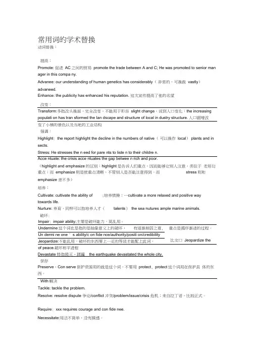 学术写作中常用高级用词替换