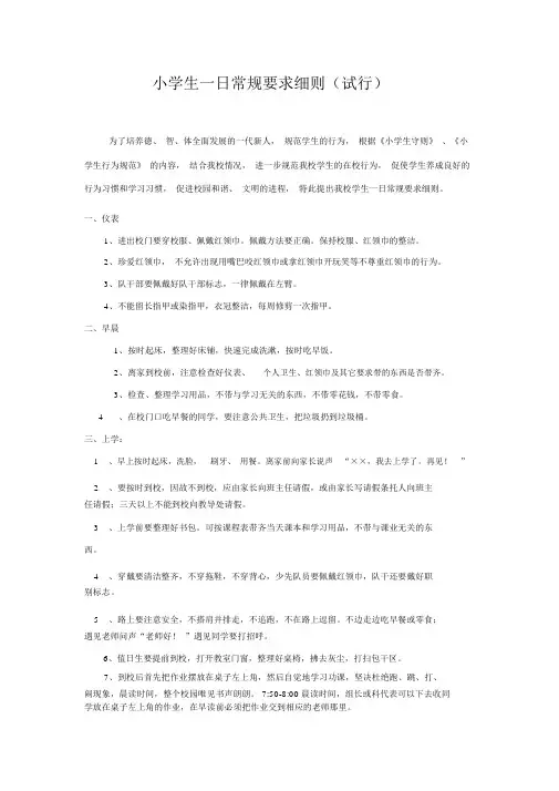 小学生一日常规要求细则.docx
