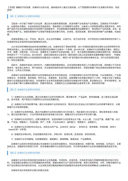 自媒体行业发展分析报告