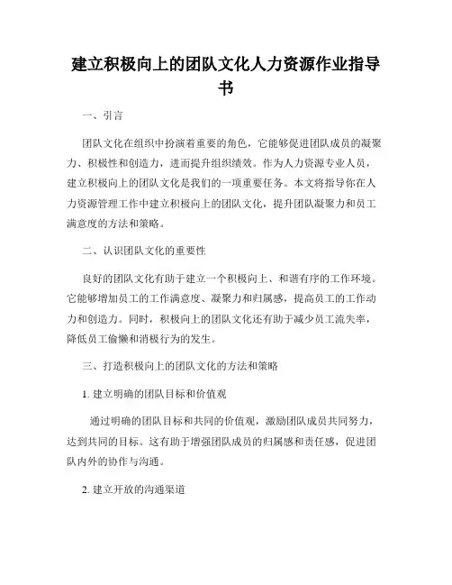 建立积极向上的团队文化人力资源作业指导书