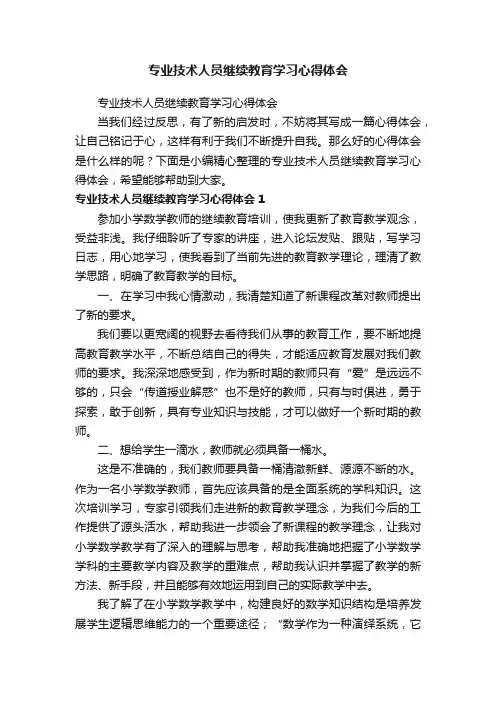 专业技术人员继续教育学习心得体会