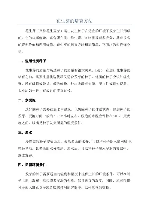 花生芽的培育方法