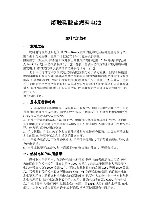 熔融碳酸盐燃料电池