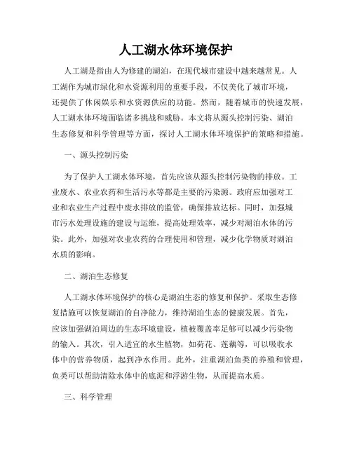 人工湖水体环境保护