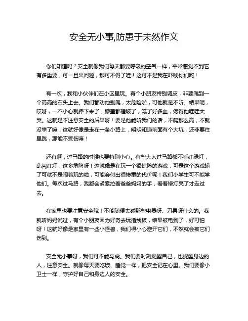 安全无小事,防患于未然作文