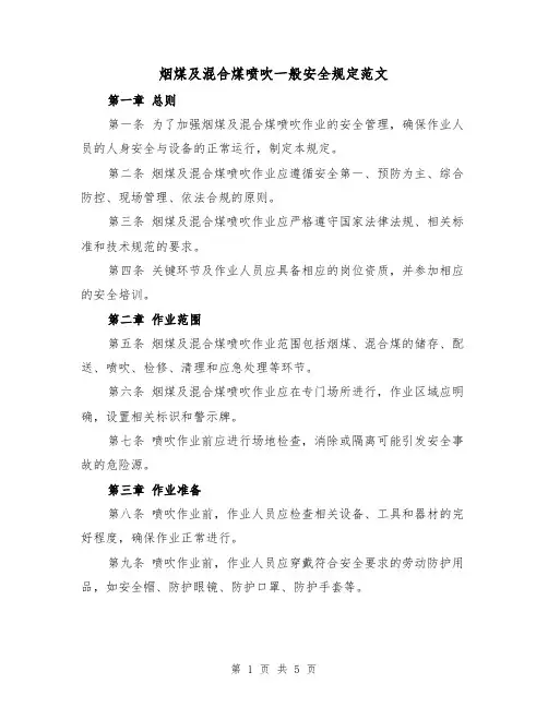 烟煤及混合煤喷吹一般安全规定范文(三篇)