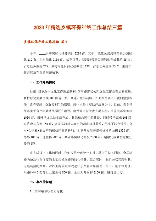 2023年精选乡镇环保年终工作总结三篇